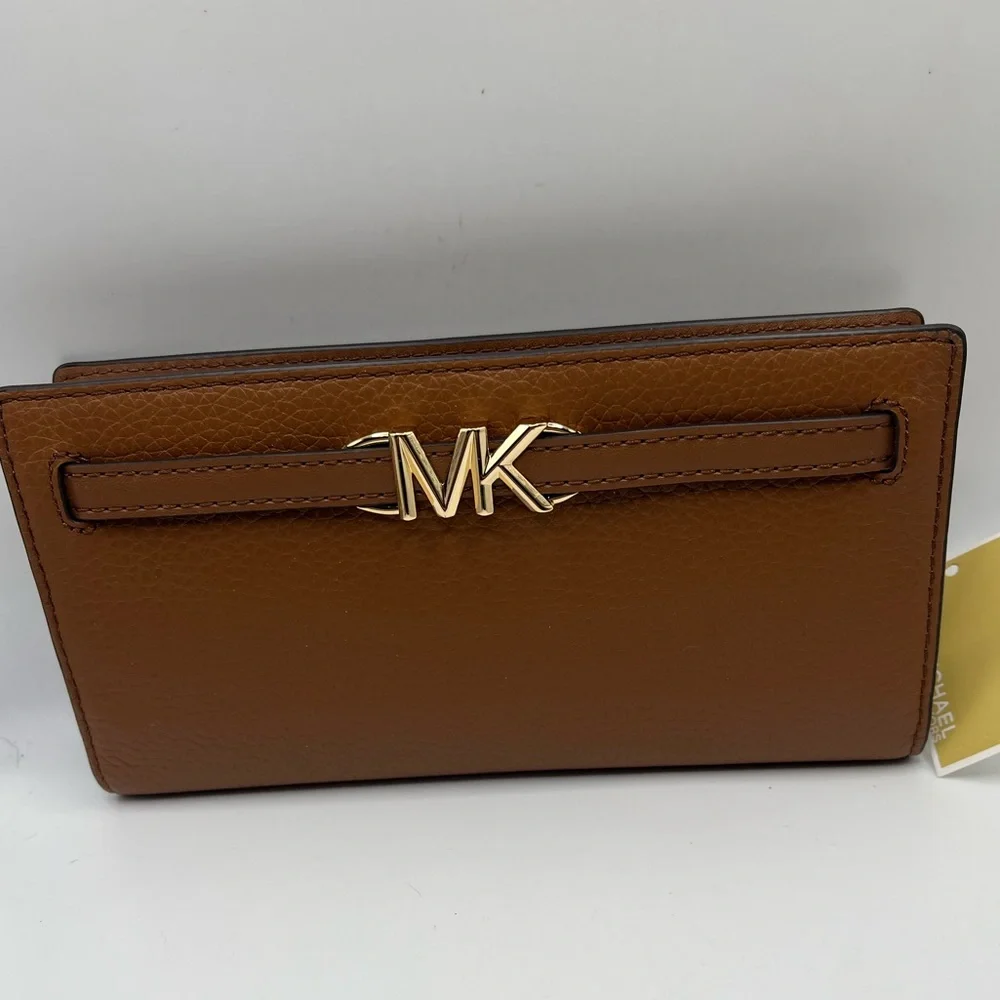 Michael Kors Reed Lg Bifold Pebbled Leather Snap Wallet Card Case. NWT